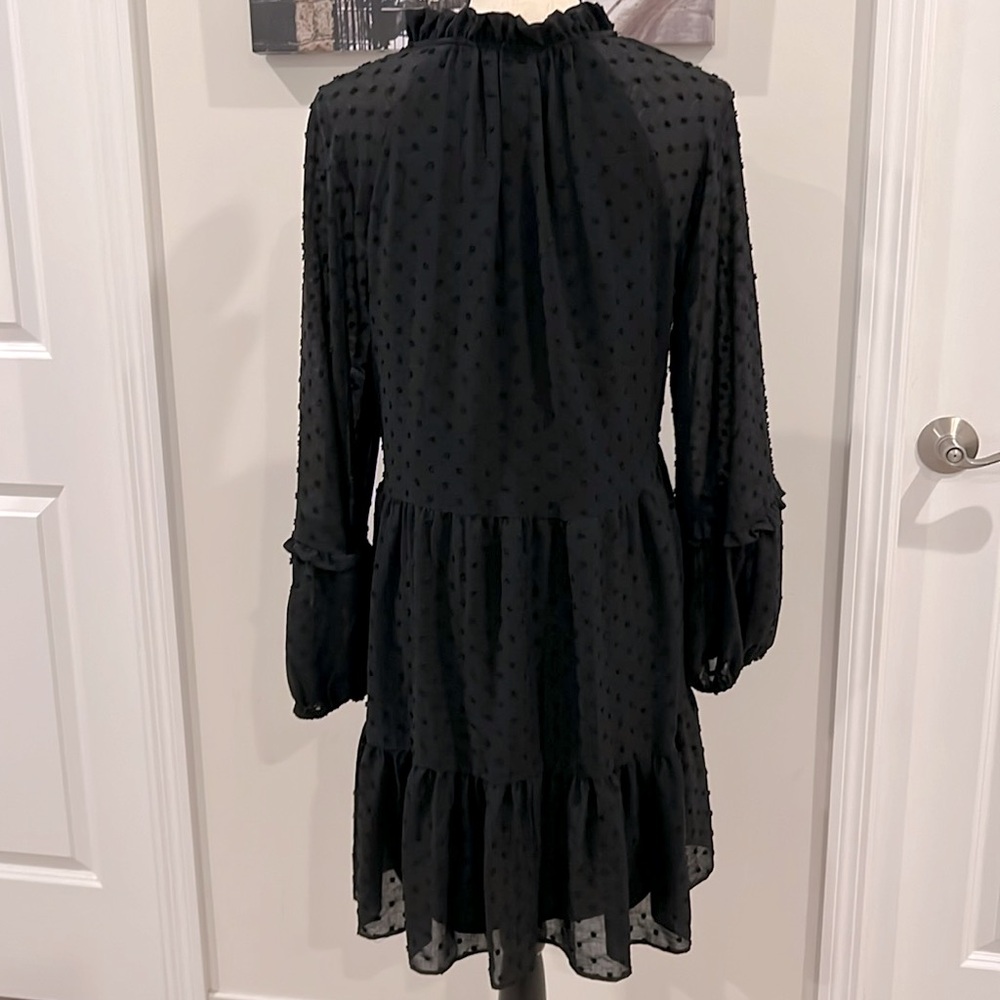 CeCe Long Sleeve Clip Dot Ruffled Dress - Picture 4 of 7